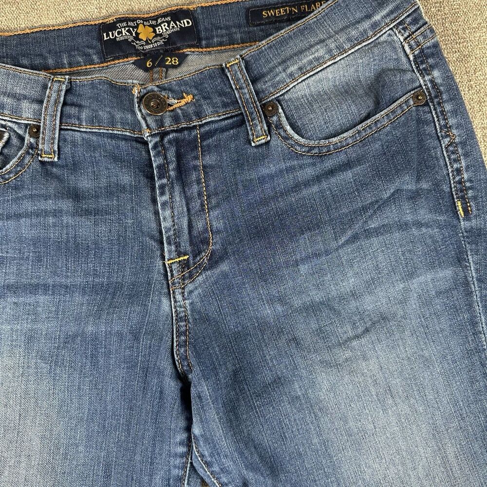 Lucky Brand Sweet N Flare Jeans Sunset Wash 6/28 Womens Stretch Blue Denim Flare